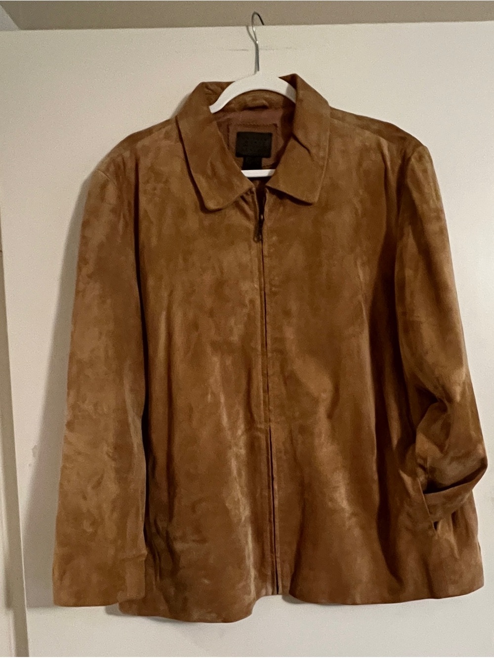 Classic Brown Suede Zip-Front Jacket